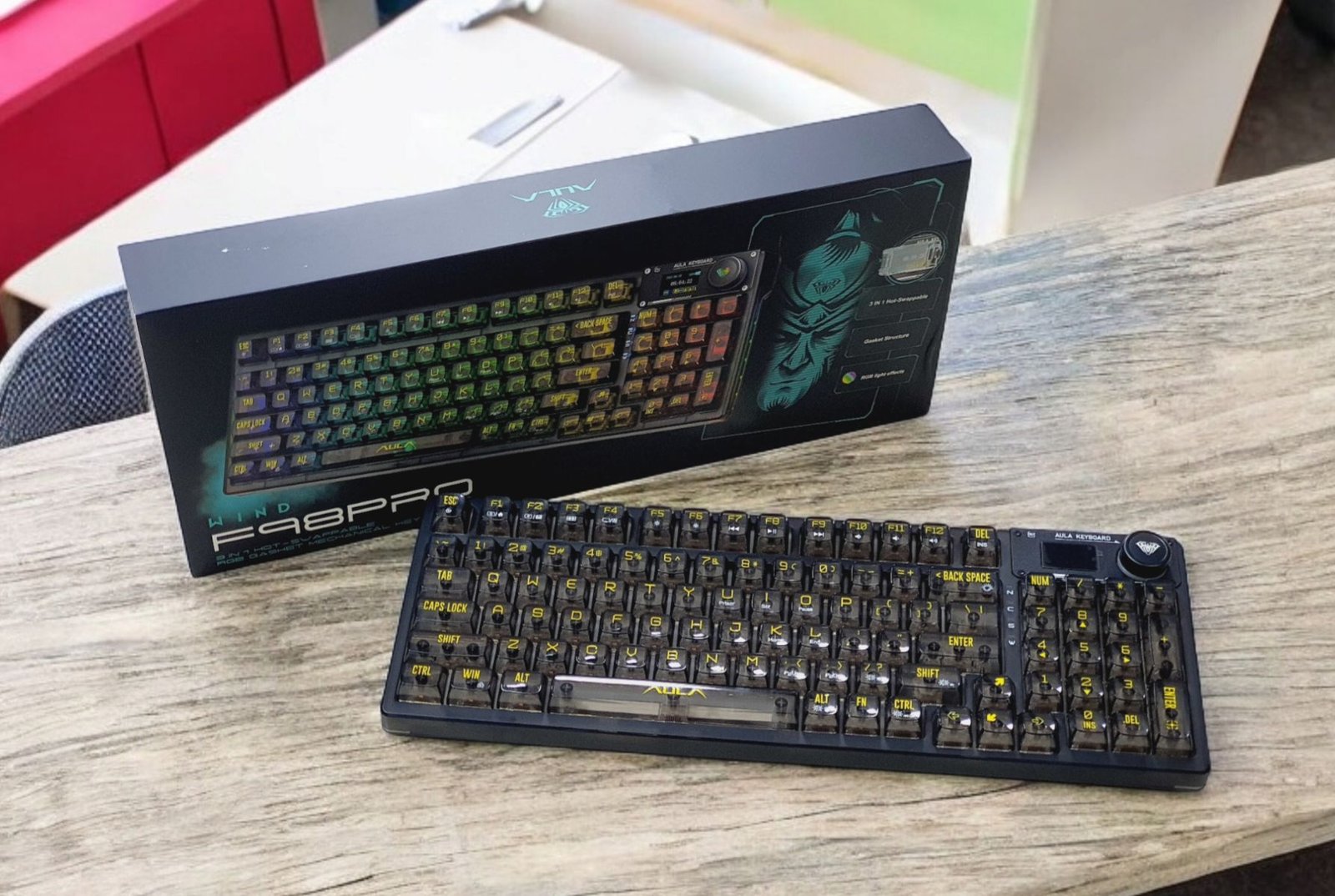 AULA F98 Pro Black Mechanical Gaming Keyboard (99 Keys, 98%, RGB, Tri-Mode, Knob Control, Crystal Switch) - Premium Build with Advanced Features - Image 2