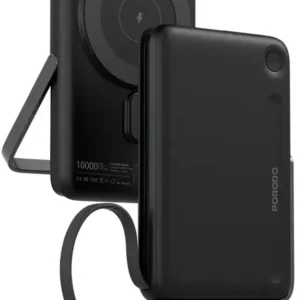 PORODO MAGSAFE 10000MAH POWER BANK INTEGRATED USB C CABLE / STAND PD20W BLACK PDPBFCH065BK