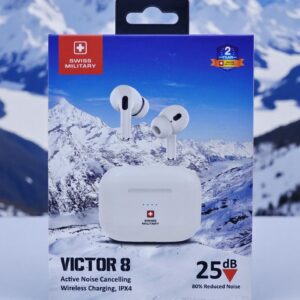 SWISS MILITARY VICTOR 8 ACTIVE NOISE CANCELLING WIRELESS CHARGING IPX4 WHITE SM-VICTOR8-ANC-WL-WHI