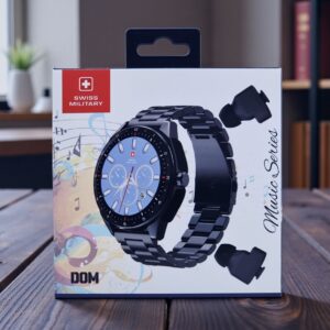 SWISS MILITARY DOM MUSIC SERIES METAL STRAP WATCH BLACK SM-WCH-DOM-MUS1-GUNMF-BLKMS
