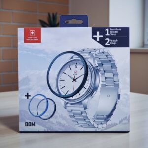 SWISS MILITARY DOM 8 WATCH WITH 1 PREMIUM SILICON STRAP 2 WATCH RING GREEN SM-WCH-DOM8-SILF-GRN-RING-STLS