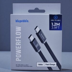 BLUPEBBLE POWERFLOW PD 100W USB-C TO USB-C 1.2M BRAIDED CABLE-GRAY BP-PFFLAT1.2M100W-GY