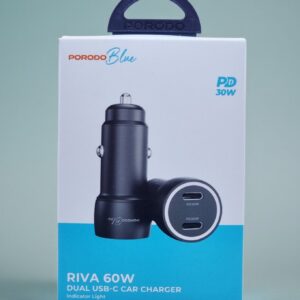 PORODO BLUE RIVA 60W DUAL USB C CAR CHARGER PD30W INDICATOR LIGHT BLACK PBCCR50BK