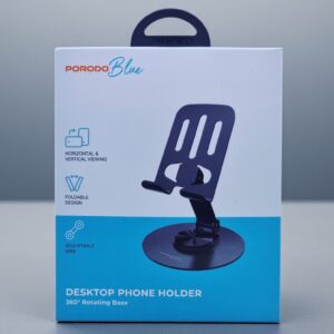 PORODO BLUE DESKTOP PHONE HOLDER 360 ROTATING BASE BLACK PBW02BK