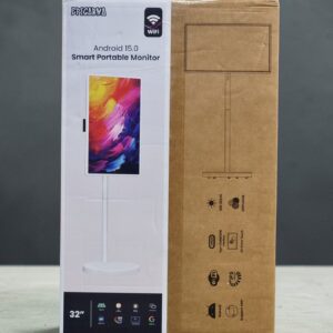 EPICARMA 32 INCH SMART PORTABLE MOVABLE MONITOR WITH ANDROID 15.0 WHITE EA-PTMP32-WH
