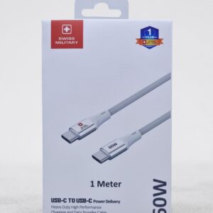 SWISS MILITARY USB C TO USB C POWER DELIVERY 60W 1M WHITE SM-CB-CC60W-1M-WHI