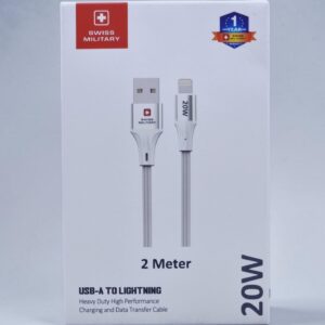 SWISS MILITARY USB A TO LIGHTNING 20W 2M WHITE SM-CB-AL-20W-2M-WHI