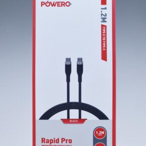 POWERO PLUS RAPID PRO PREMIUM BRAIDED 1.2M TYPE C TO TYPE C CABLE BLACK PR-RPBD12CC-BK