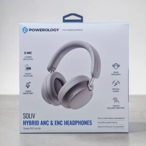 POWEROLOGY SOLIV HYBRID ANC AND ENC HEADPHONES CASQUE ENC HYBRIDE GREY PW1037LGY