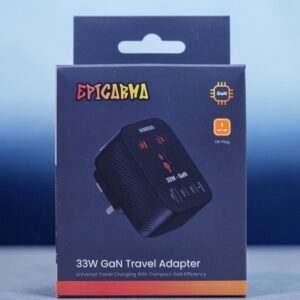 EPICARMA 33W GAN TRAVEL ADAPTER BLACK EA-KTV1A2C33-BK