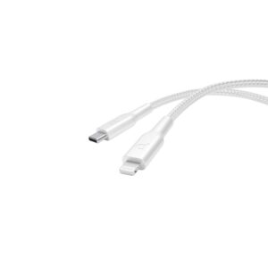 Powerology Braided USB-C to Lightning Data & Charge Cable – 1.2M (White)