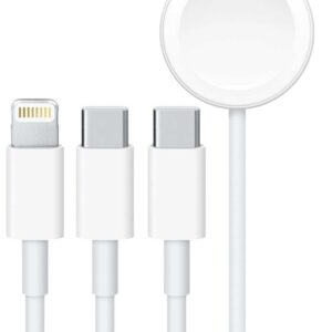 PORODO BLUE ALL IN ONE USB C TO LIGHTNING TYPE C WATCH CHARGER CABLE 1.2M WHITE