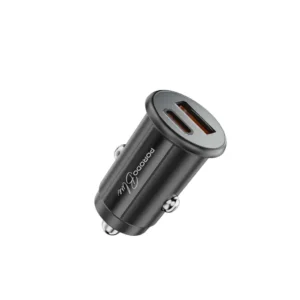 PORODO BLUE DUAL PORT 30W CAR CHARGER BLACK PB-FWCH037-BK