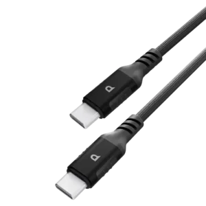Upgrade your tech setup with the Powerology Power Sync Weave USB-C to USB-C Cable in sleek black.