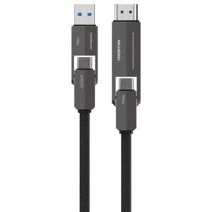 POWEROLOGY VION 4 IN 1 CHARGING AND DATA TRANSFER CABLE 240W BLACK PCAB034BK