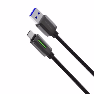 POWEROLOGY 12W BRAIDED USB A TO USB C CABLE BLACK PCABXGH122BK