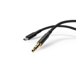 POWEROLOGY BRAIDED AUX TYPE C AUDIO CABLE 1.2M BLACK PCAX12BK