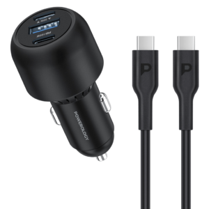 POWEROLOGY ULTRA QUICK CAR CHARGER WITH DUAL USB C TO USB A 130W PD PCCSR007C
