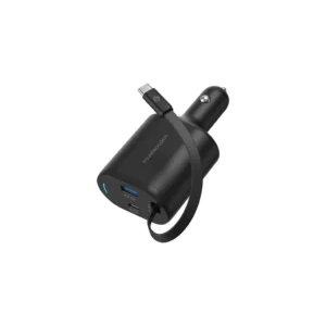 POWEROLOGY TYPE C RETRACTABLE CAR CHARGER 20W BLACK PCCSR018