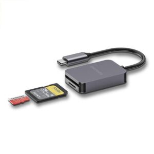 PORODO 2 IN 1 USB C CARD READER GRAY PD-21CDR-GY