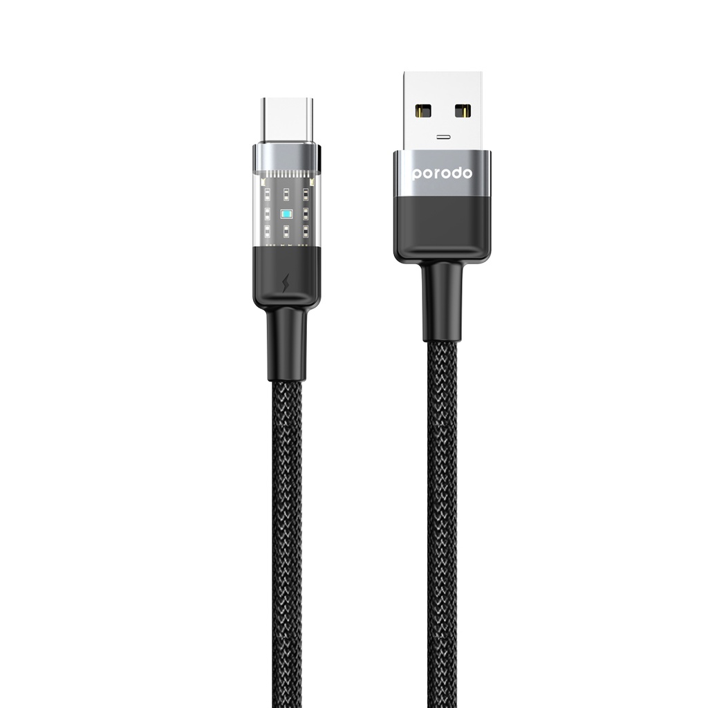 Power up your devices with confidence using the Porodo USB-A to USB-C Braided Cable.
