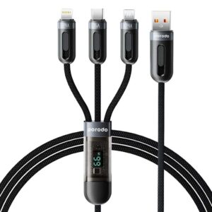 Porodo Multi-Connector USB-A Fast Charging Display Lightning/Type-C/Micro Cable 1.2M Black PD-3N1A2CLM-BK