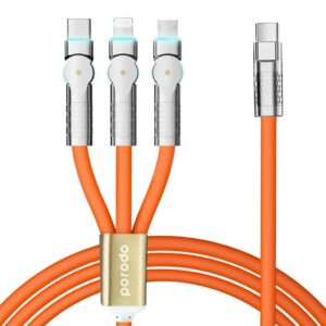 Fast Charge Cable PORODO 3 in 1 PD 100W Type C Micro USB