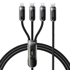 PORODO MULTI CONNECTOR TYPE C FAST CHARGING DISPLAY CABLE 1.2M BLACK PD-3N1C2CLM-BK