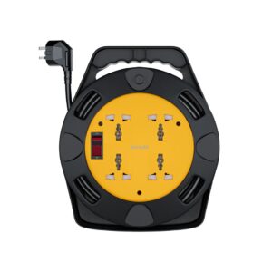 PORODO 4 UNIVERSAL AC SOCKETS REEL EXTENSION 10M BLACK PD-4ACEC10M-BK