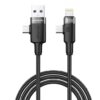 Upgrade your charging and syncing experience with the Porodo Dual Connector Universal Cable (PD-AC2CLC-BK).