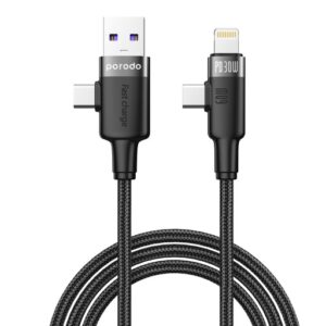 Upgrade your charging and syncing experience with the Porodo Dual Connector Universal Cable (PD-AC2CLC-BK).