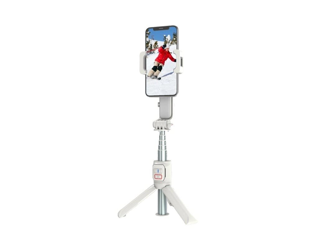 PORODO 2 AXIS GIMBAL STABILIZER EXTENSION ROD AND BUILT IN TRIPOD WHITE PD-ASGMRC-WH - Image 3