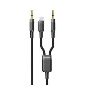 PORODO MULTI DEVICE AUX 3.5MM TYPE C CABLE 1.2M BLACK PD-AUX2CC-BK