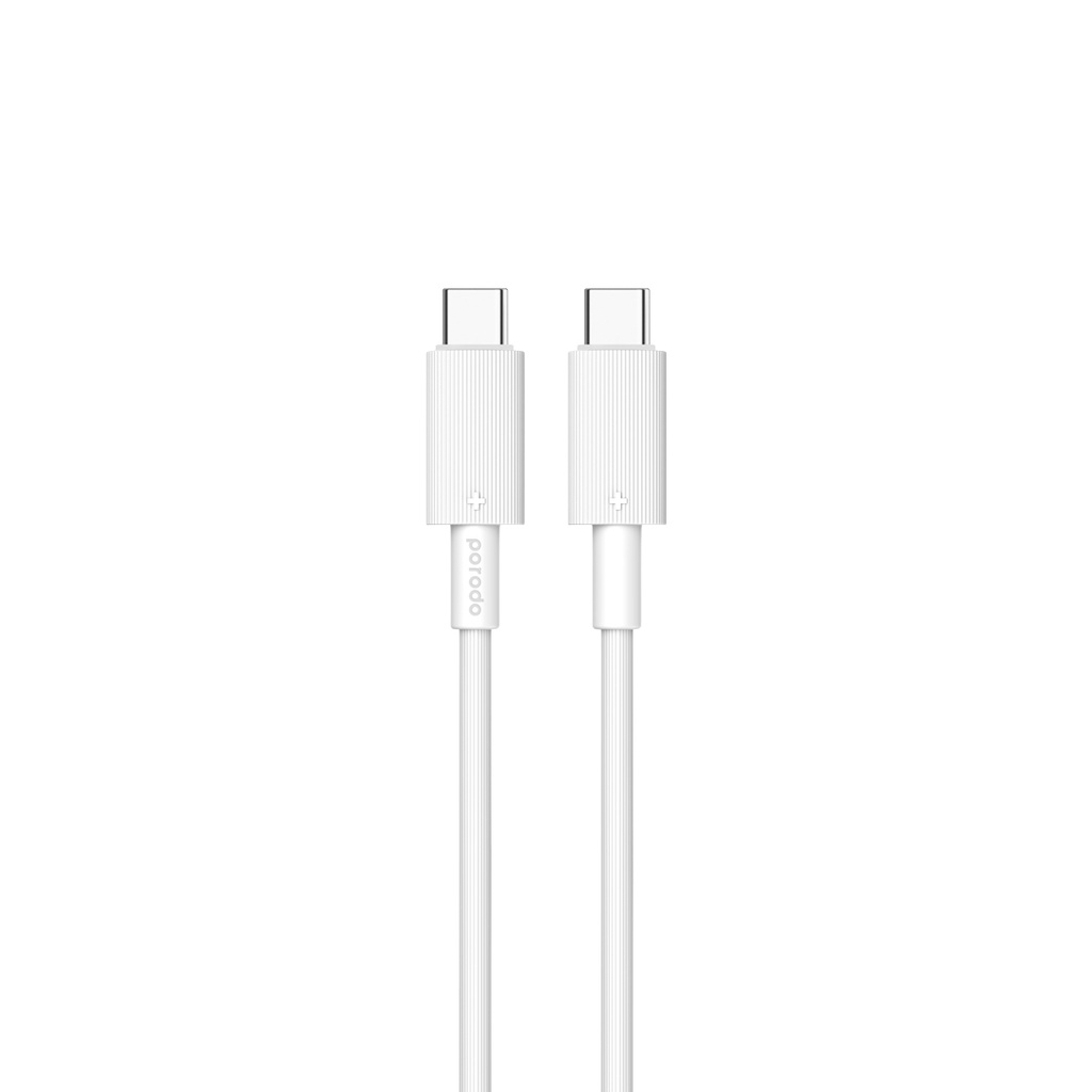 Power up your devices quickly and reliably with the PORODO USB-C to USB-C Durable Charging Cable PD60W 1.2M in sleek white.