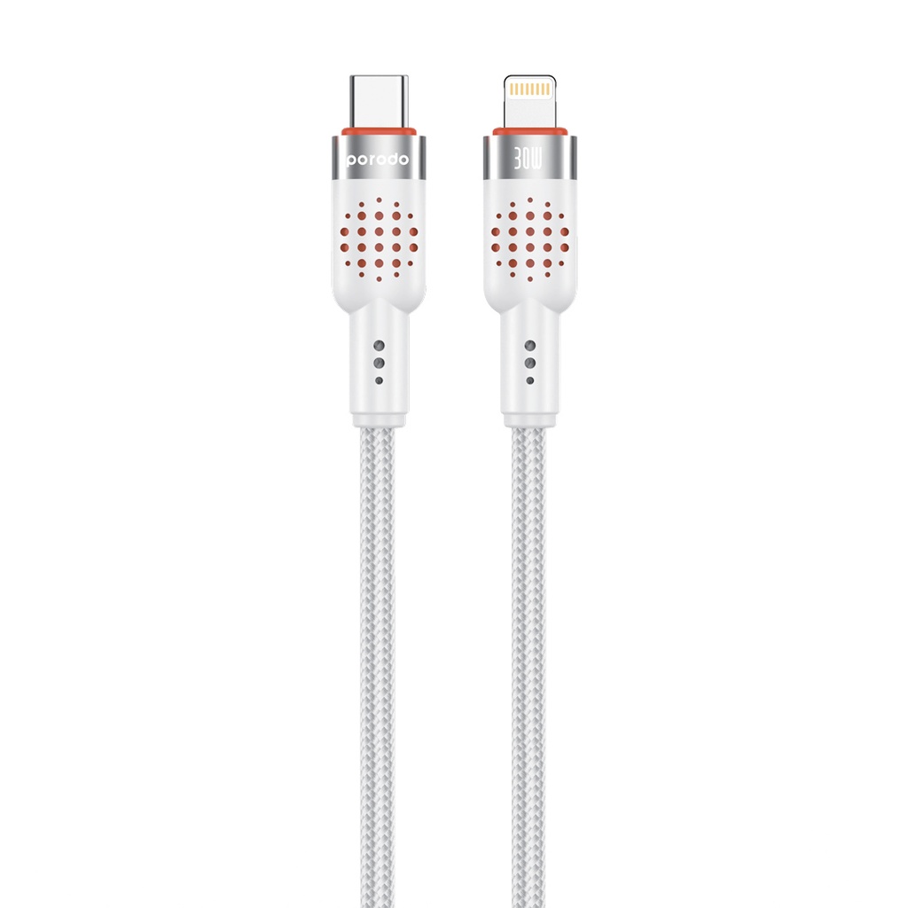 Upgrade your charging experience with the PORODO USB-C to Lightning Aluminium Braided Cable PD30W.