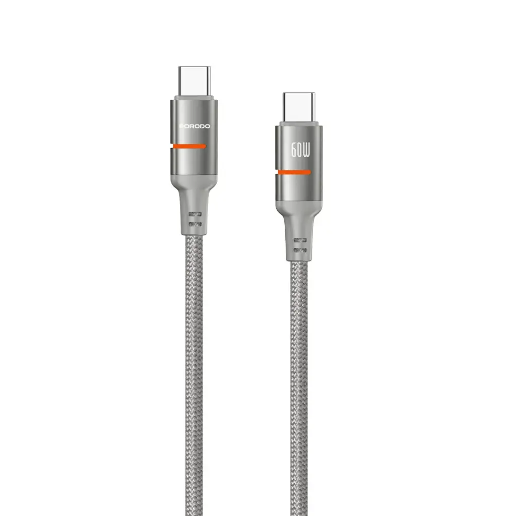 Porodo USB-C to USB-C LED Light Cable 1.2M Desert Titanium – PD-CBL0028-GY-C