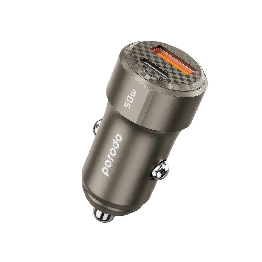 Charge smarter on the road with the PORODO Dual Output 50W Car Charger.