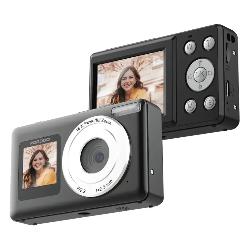 Porodo Lifestyle Dual-Screen Digital Camera – Black (PD-ETK07-BK)