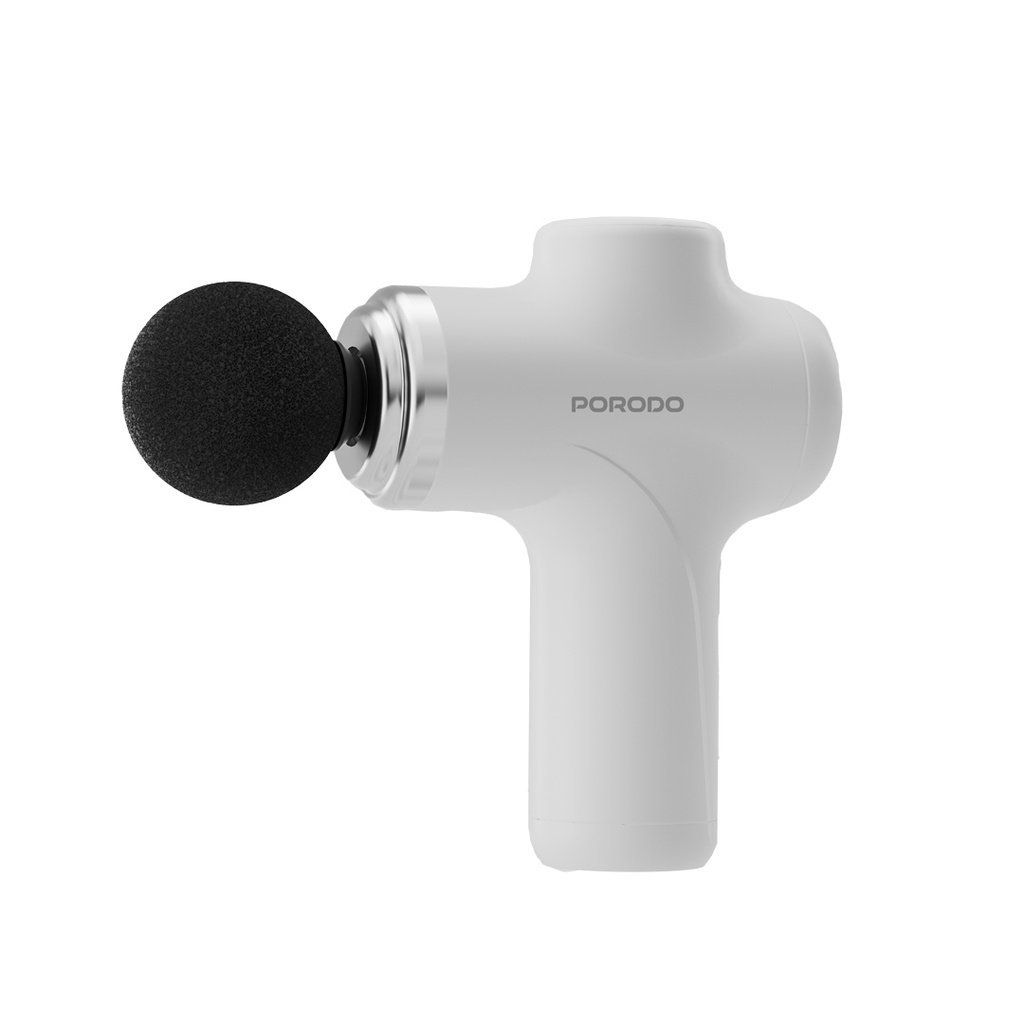 PORODO LIFESTYLE PRECISION HANDHELD MASSAGER WITH 4 INTERCHANGEABLE HEAD WHITE PD-FMGUN-WH