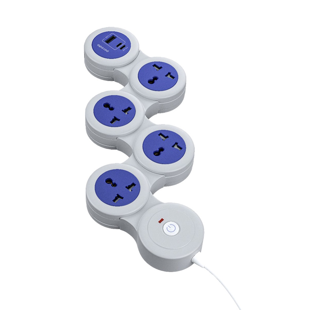 Upgrade your power management with the Porodo 2500W Universal USB-C Multi-Socket Strip in sleek gray (Model: PD-FWCH020-GY).