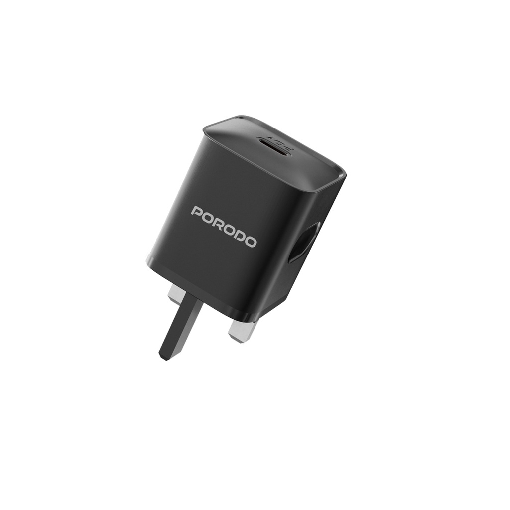 PORODO USB C POWER DELIVERY WALL CHARGER 20W BLACK PD-FWC023-BK