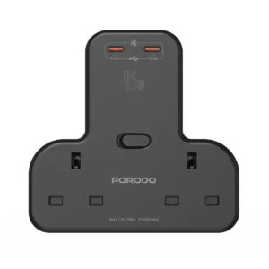PORODO MULTIPORT WALL SOCKET BLACK PD-FWCH026-BK