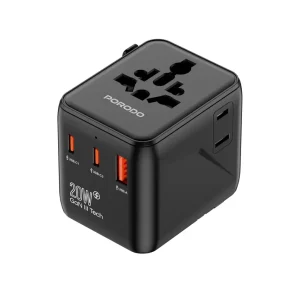 PORODO UNIVERSAL TRAVEL GAN QUICK CHARGER PD20W BLACK PD-FWCH053-BK
