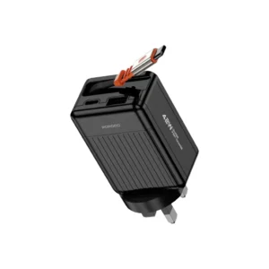 PORODO 75CM RETRACTABLE TYPE C SUPER QUICK GAN CHARGER BLACK PD42W PD-FWCH054-BK