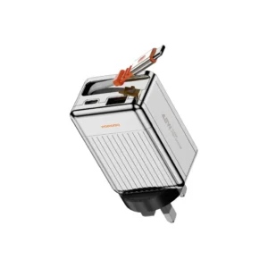 PORODO 75CM RETRACTABLE TYPE C SUPER QUICK GAN CHARGER SILVER PD42W PD-FWCH054-SL