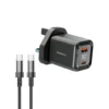Porodo 35W GaN Charger Black Dual Port Digital Display