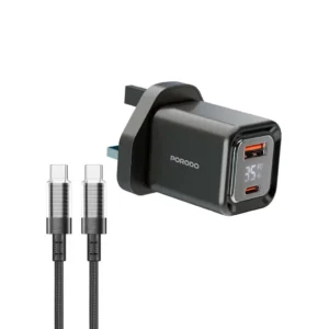 Porodo 35W GaN Charger Black Dual Port Digital Display