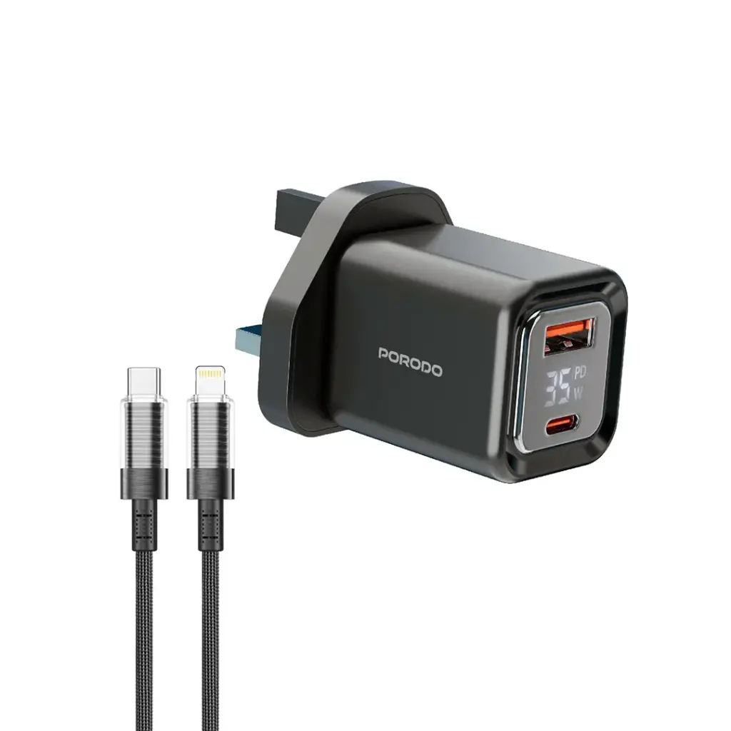 Porodo PD35W Dual Port GaN Charger Black