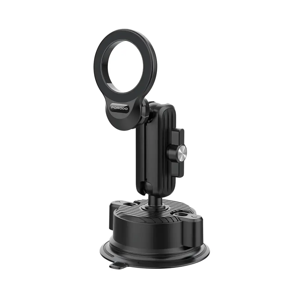 Experience safe and convenient hands-free navigation with the PORODO Magsafe Magnetic Dash and Windshield Mount in Black (PD-HSM15-BK).