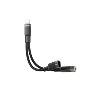 PORODO LIGHTNING CONNECTOR AUDIO CHARGE ADAPTER BLACK PD-L2LAXCA-BK